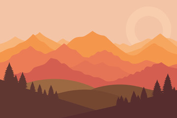 sunset in mountains