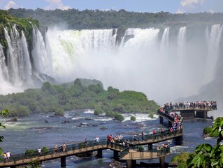 Iguazu Falls on Parana River, Brazil side. Iguazu National park. 