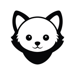 Fototapeta premium Silhouette vector of a red panda head with fluffy ears for cute forest animal and wildlife theme Vector illustration