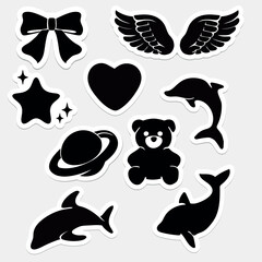 Vector stickers on a white background for any project.
A large set of vector stickers, created with an emphasis on conciseness and versatility.