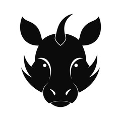 Obraz premium Silhouette vector of a rhinoceros head with large horn for strong savanna animal and wildlife art Vector illustration