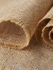 Close up of burlap fabric texture background for rustic and natural designs ideas