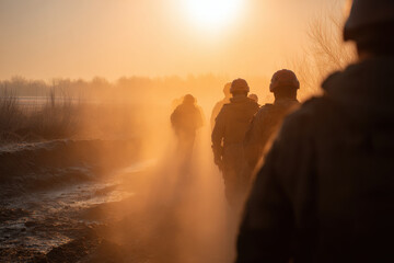 skilled team of deminers works meticulously in wartorn area using advanced technology and equipment