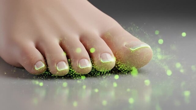Foot fungus green laser treatment for infected toenail offers relief. Suitable for medical websites, articles, blogs, and advertisements for podiatry services.