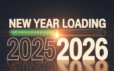 New Year Loading 2025 to 2026 Wishing You Happy Holiday Season Joyful Future Festive on transparent background
