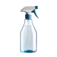 Transparent Plastic Spray Bottle With Blue Trigger And Water Inside Transparent Background