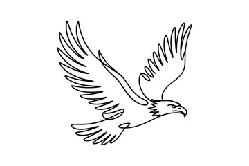 Flying eagle bird in continuous line hand drawing style vector illustration