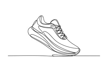 Running shoe or sneaker in modern outline style footwear design vector illustration