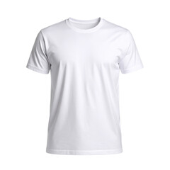 Fototapeta premium Clean white t shirt with short sleeves and a crew neck isolated on transparent background. PNG die-cut for advertising