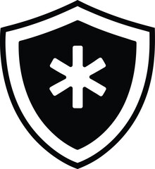 Fototapeta premium shield with asterisk vector icon.