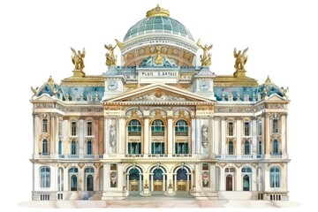 Obraz premium Architecture illustration watercolor building.