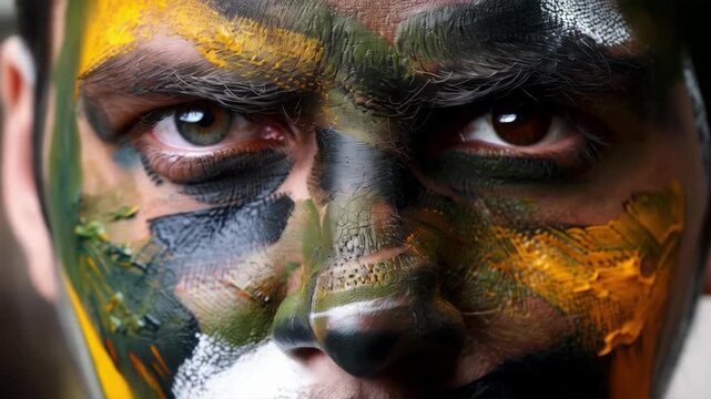 Video with the effect of superimposition of face and nature. Suitable for art projects and advertising related to ecology and unity with nature.
