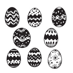 Fototapeta premium Hand drawn black and white easter eggs with various decorative patterns for springtime celebrations
