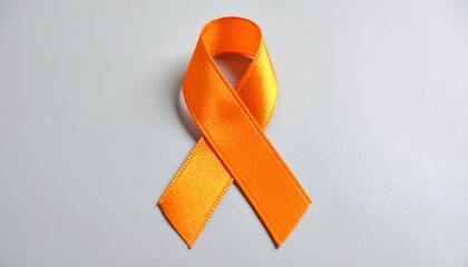 Orange ribbon on gray background