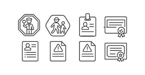 School and education outline icon set. learning, certification, id badge icons bundle