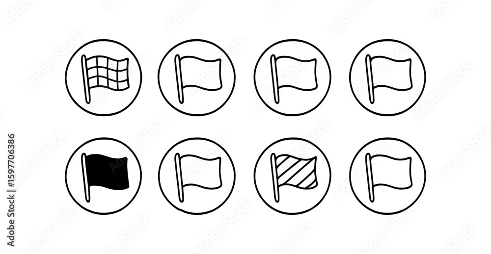 Poster flag symbols icon set. simple flag outline icons collection for ui design