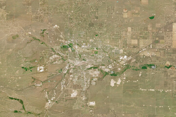 Satellite image of Cheyenne, the capital city of Wyoming, USA - contains modified Copernicus Sentinel Data (2025)