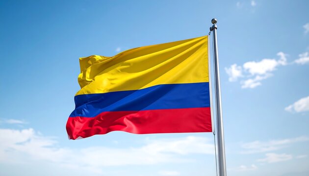 Colombian flag waving in the wind