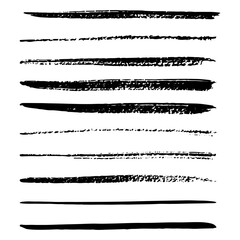 Obraz premium Set of wavy horizontal lines. Marker hand-drawn line border set and scribble design elements. Lines hand drawn paint brush stroke. Vector set isolated on white. Hand drawn scribble.Black ink modern