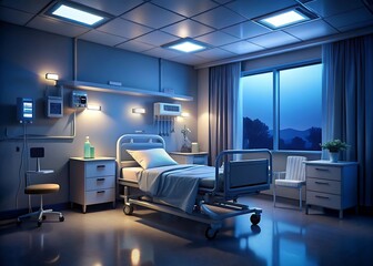 hospital room night dimmed monitor light