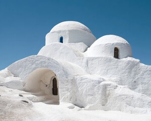 Whitewashed Domes Against Blue Sky