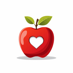 Fototapeta premium Red apple with a bite mark in the shape of a heart on white background
