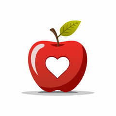 Fototapeta premium Apple with heart bite taken out on a plain background in Studio