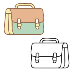 Men bags wallets small cases simple outline and color vector illustration