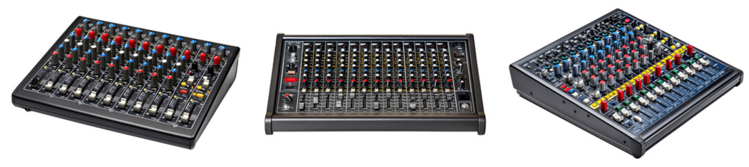Audio Sound Mixers, Isolated on Transparent Background.