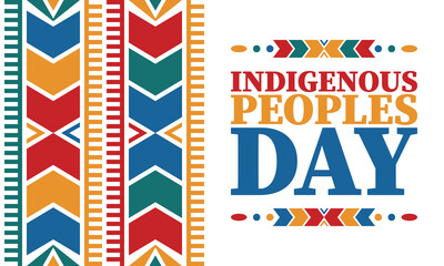 Indigenous Peoples' Day. Native American Day. American Indian culture. Heritage Month. Celebrate annual in United States. Tradition pattern. Poster, card, banner and background. Vector