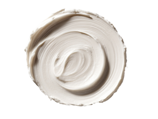 Creamy, light beige cosmetic or beauty product, swirled in a circular, textured design against a black background