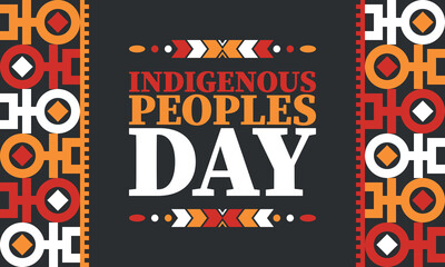 Indigenous Peoples' Day. Native American Day. American Indian culture. Heritage Month. Celebrate annual in United States. Tradition pattern. Poster, card, banner and background. Vector