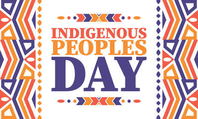 Indigenous Peoples' Day. Native American Day. American Indian culture. Heritage Month. Celebrate annual in United States. Tradition pattern. Poster, card, banner and background. Vector