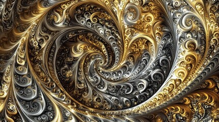 Intricate golden and silver spiral pattern