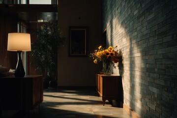 Modern suburban home indoor wall view