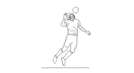 Fototapeta premium Football player catching ball line art vector illustration for sports design and educational resources
