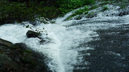 The little waterfall view in the countryside after the rainy day