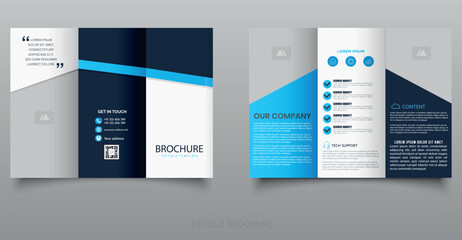 Modern Corporate Trifold Brochure Template Design. For medicine and IT companies.