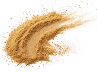 Close up of a cosmetic powder makeup product swatched on a transparent background isolated on transparent background