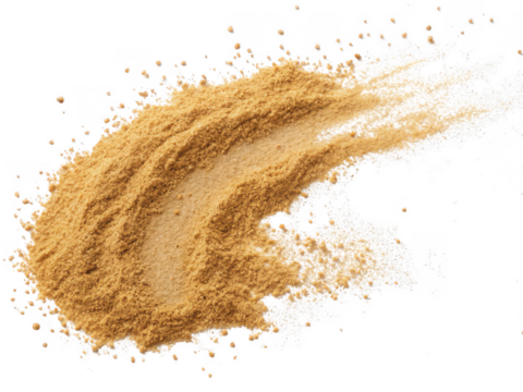 Close up of a cosmetic powder makeup product swatched on a transparent background isolated on transparent background