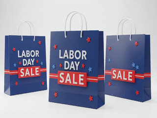 Labor Day Sale paper shopping bags with stars and stripes