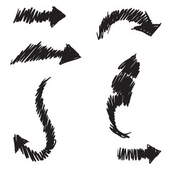 Obraz premium Hand drawn arrows set in black on white background illustrating directions and concepts