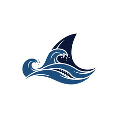 Fototapeta premium Shark Fin and Ocean Wave Logo with Abstract Style