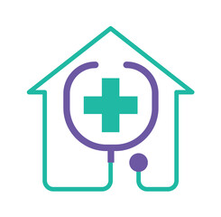 Fototapeta premium Medical Home Healthcare Icon with Stethoscope