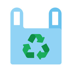 Recycled Plastic Bag Flat Vector Icon Eps 10 Files