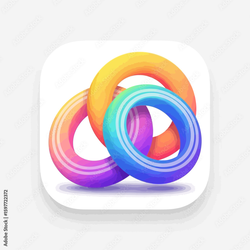 Fototapete interlocking rings in colorful gradient design