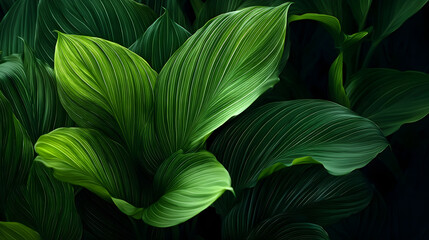 abstract green leaf texture, nature background, tropical leaf