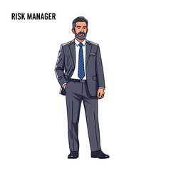 Obraz premium Man Standing Wearing Suit and Tie on Isolated Background