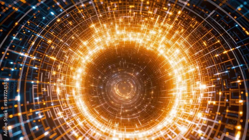 Poster Vibrant and Dynamic Swirling Light Patterns Creating an Abstract Space Tunnel Effect