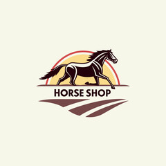 horse shop logo design vector 